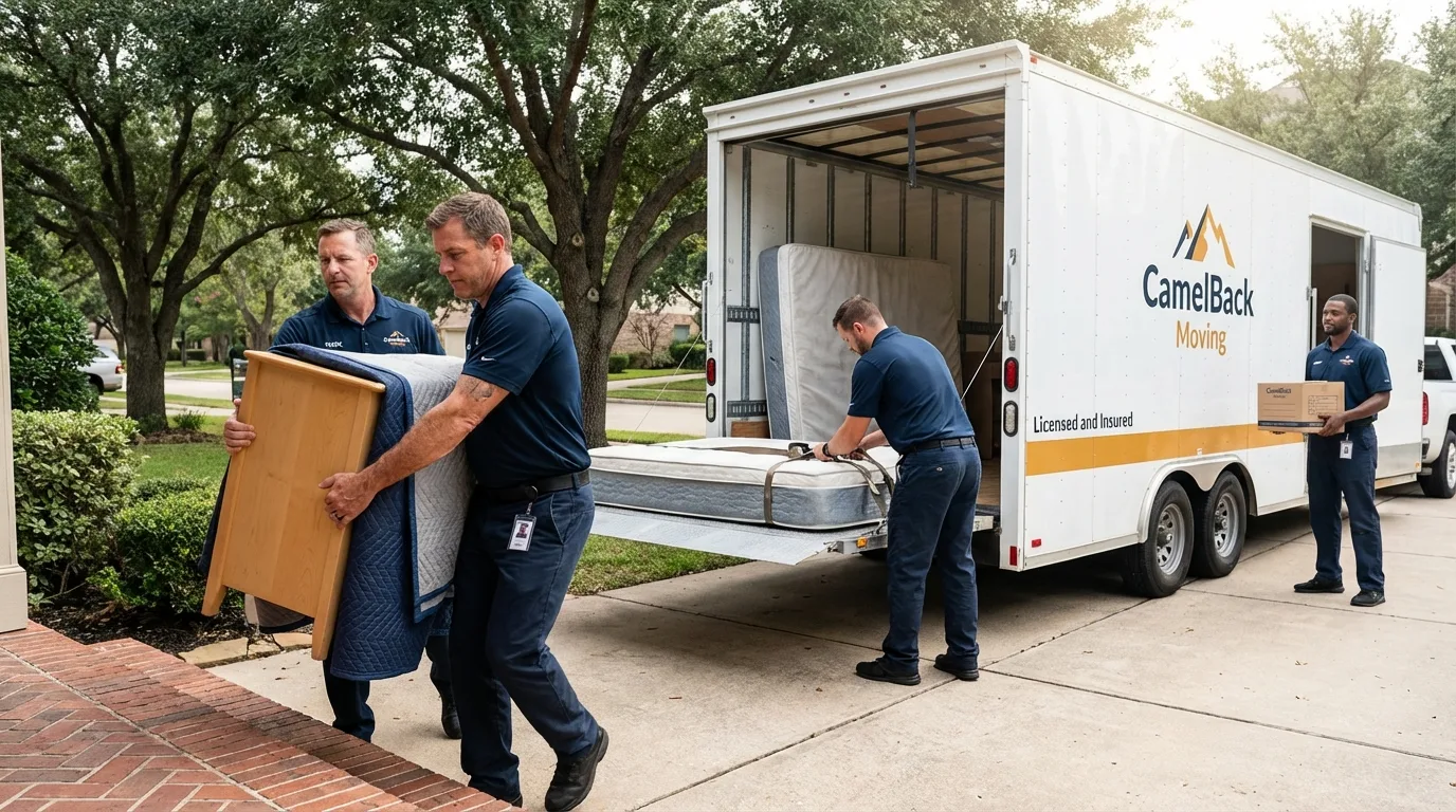 Crew loading residential truck for cross-state move from Phoenixville, PA