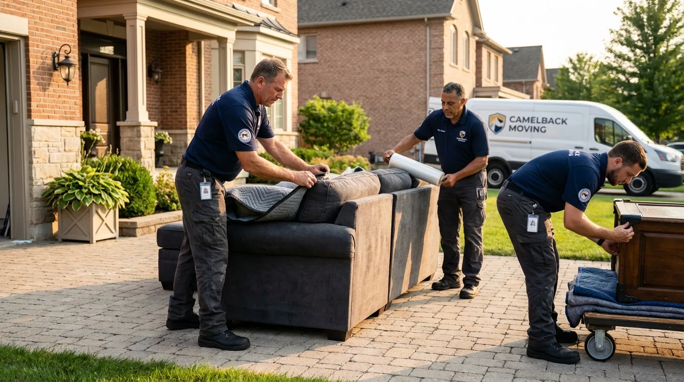 Large estate moving crew wrapping furniture in Phoenixville, PA